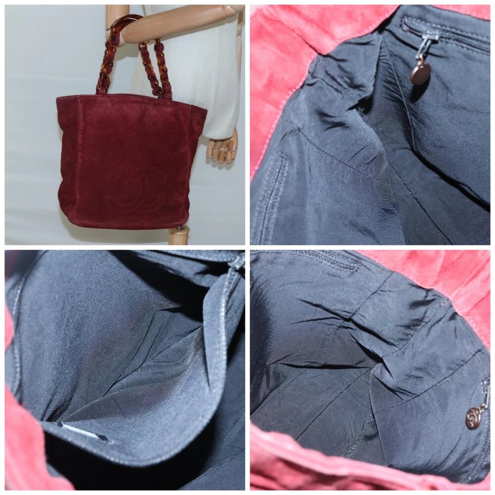 CHANEL Hand Bag Suede Red CC - Picture 15 of 15